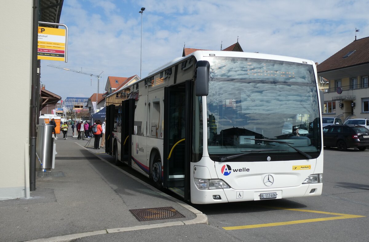 (285'623) - PostAuto Nordschweiz - BL 113'406/PID 5192 - Mercedes (ex Inderm�hle, Rekingen Nr. 122) am 21. M�rz 2026 beim Bahnhof Kerzers