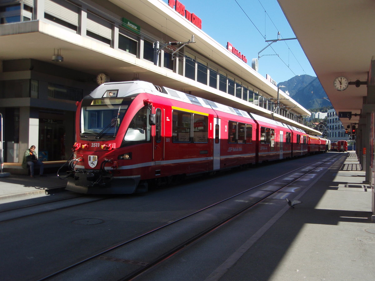 3511 der Rhtischen Bahn als R nach Arosa in Chur. 21.09.2017