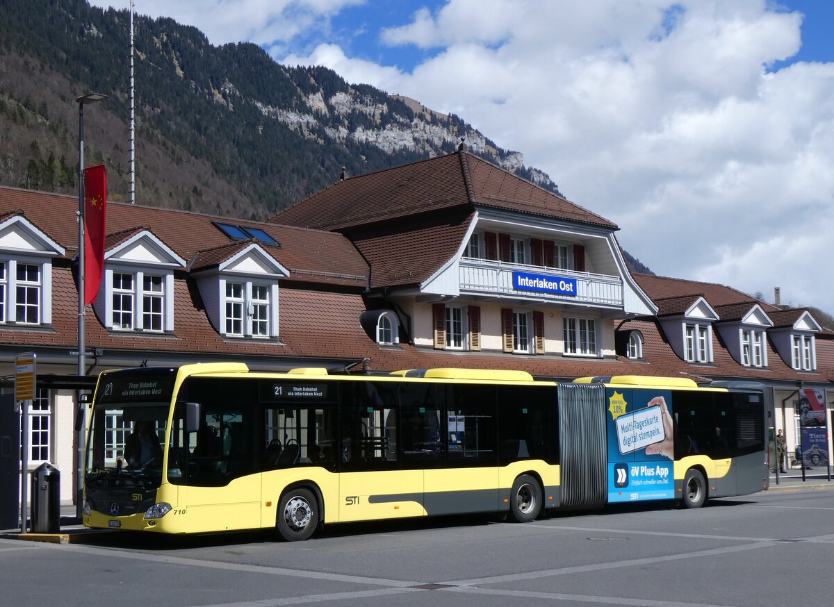 (360'950) - STI Thun - Nr. 710/BE 432'710 - Mercedes am 2. April 2024 beim Bahnhof Interlaken Ost