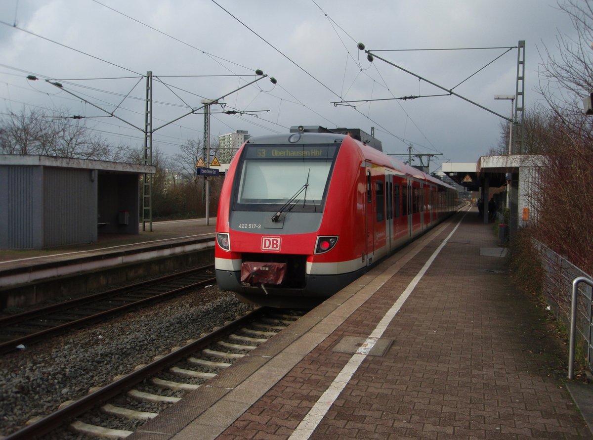 422 517 als S 3 Hattingen (Ruhr) Mitte - Oberhausen Hbf in Essen Steele Ost. 03.02.2018