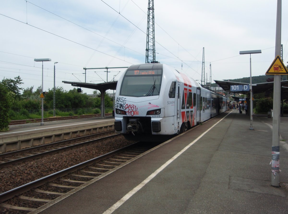 429 618 als RE 2 Koblenz Hbf - Frankfurt (Main) Hbf in Bingen (Rhein) Hbf. 09.06.2019