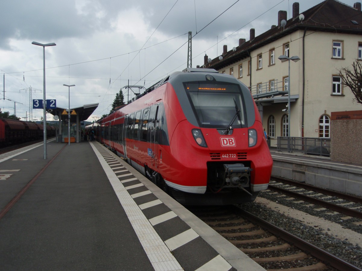442 722 als S 1 Bamberg - Hartmannshof in Forchheim (Oberfr.). 14.08.2014