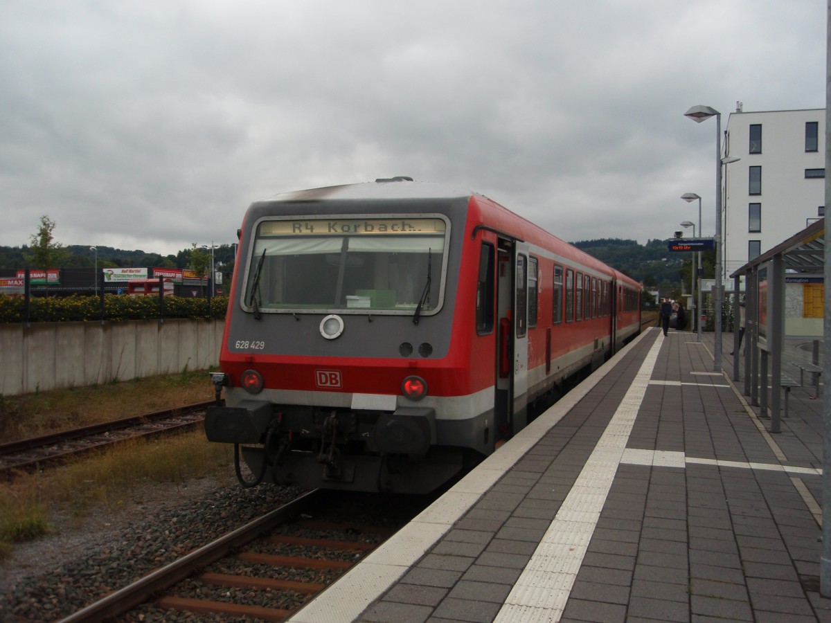 628 429 als RB 55 nach Korbach in Brilon Stadt. 13.09.2015