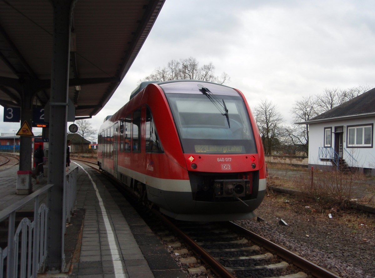 640 017 als RB 23 Mayen West - Limburg (Lahn) in Mayen Ost. 10.01.2015