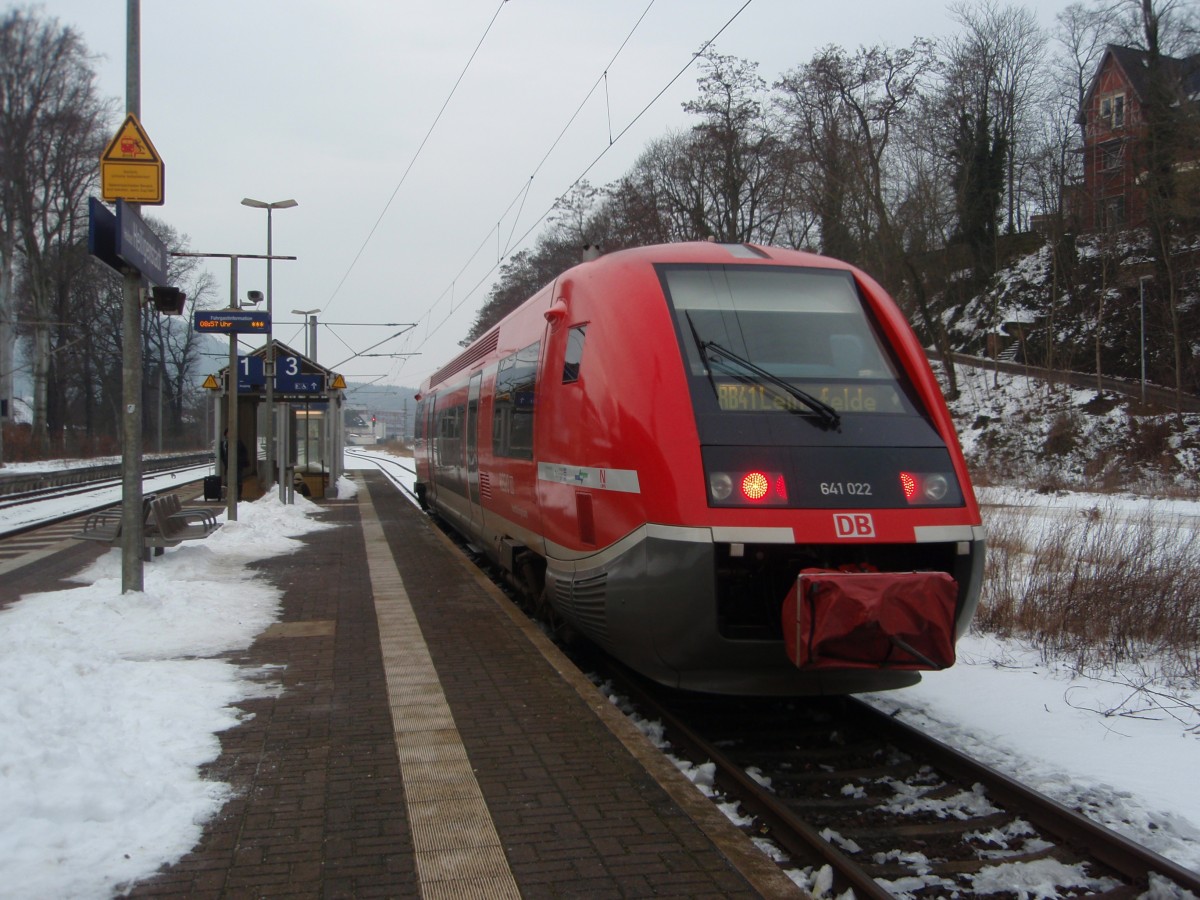 641 022 als RB 41 nach Erfurt Hbf in Heilbad Heiligenstadt. 01.02.2014
