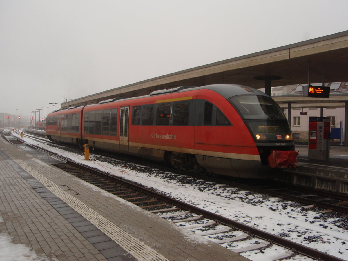 642 649 als RB 42 Brilon Stadt - Marburg (Lahn) in Korbach Hbf. 02.02.2019
