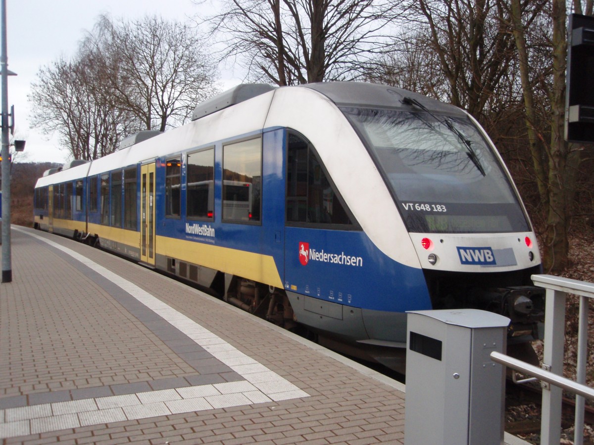 648 183 der NordWestBahn als NWB nach Hildesheim Hbf in Bodenburg. 15.02.2014