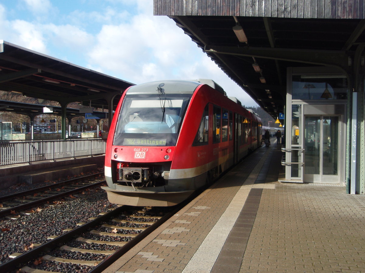 648 273 als RB 82 Bad Harzburg - Gttingen in Goslar. 09.02.2019