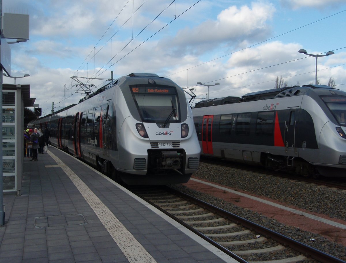 9442 814 der Abellio Rail Mitteldeutschland als RB 25 aus Saalfeld (Saale) in Halle (Saale) Hbf. 09.02.2019