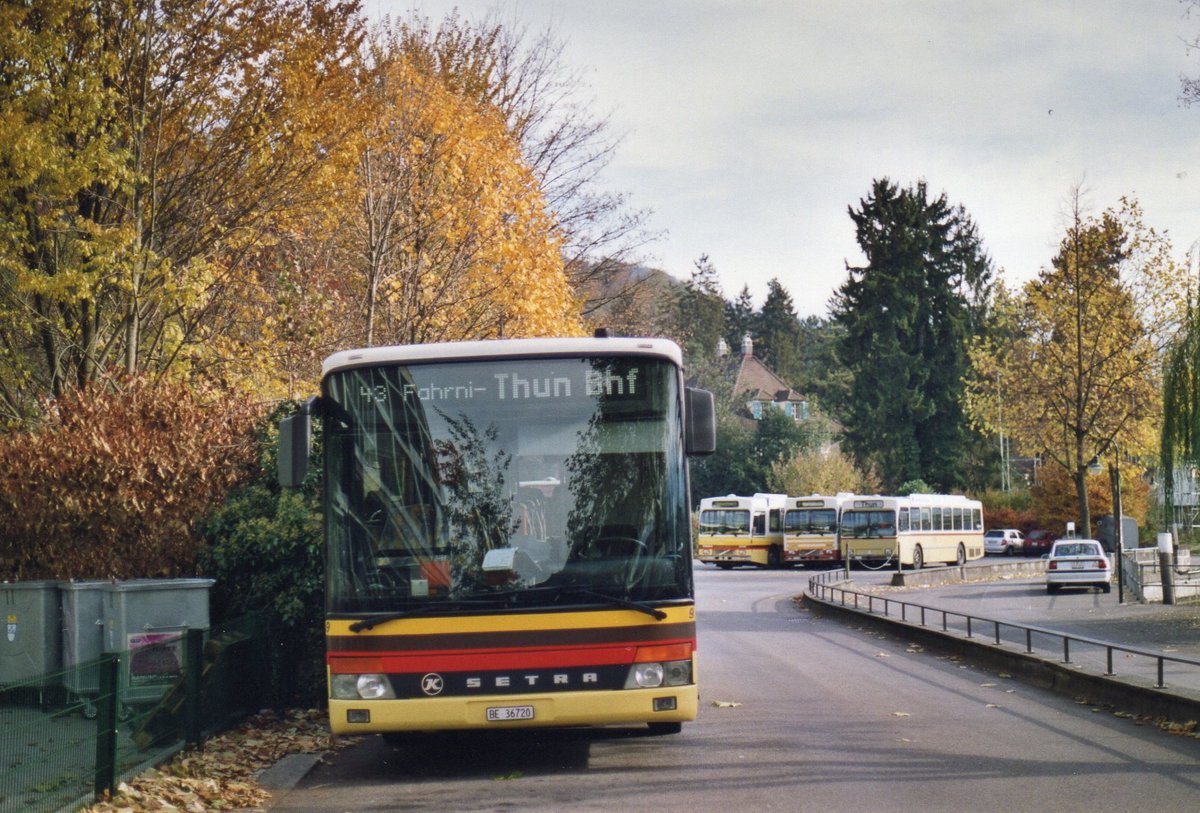 (AE 35) - Aus dem Archiv: STI Thun - Nr. 9/BE 36'720 - Setra (ex AvH Heimenschwand Nr. 9) am 10. November 2003 bei der Schifflndte Thun