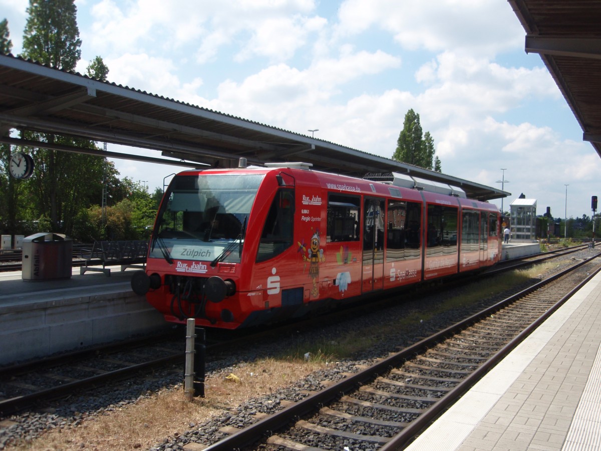 Ein VT 654 der Rurtalbahn als Börde-Express aus Zülpich in Euskirchen. 18.05.2014
