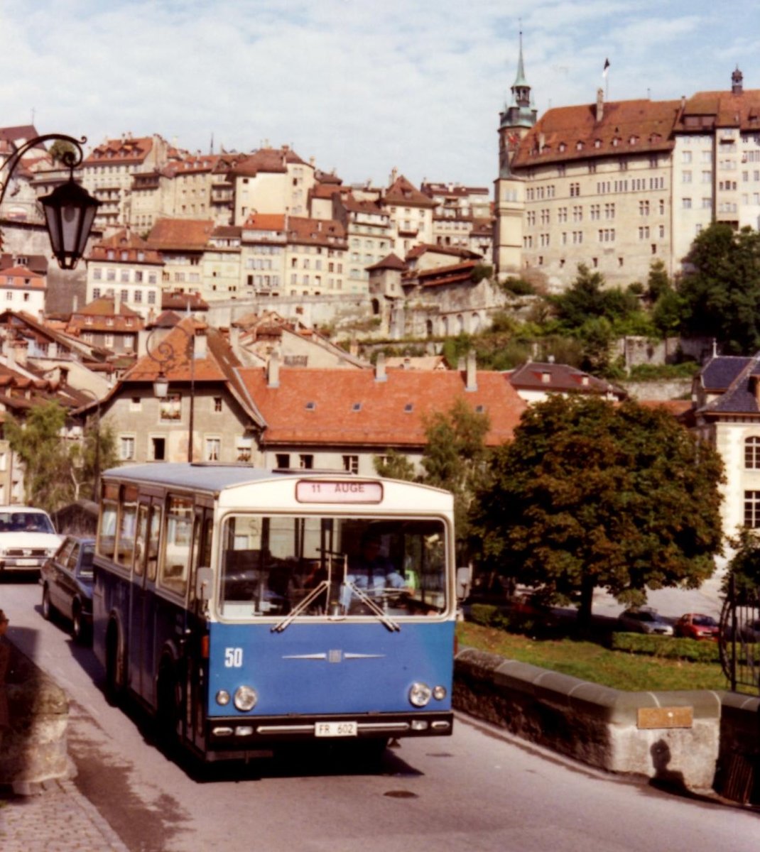 (MD179) - Aus dem Archiv: TF Fribourg - Nr. 50/FR 602 - Fiat/Lauber um 1987 in Fribourg