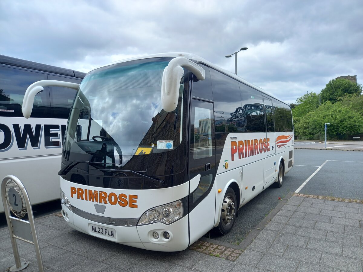 NL23 FLN, a 2023 Yutong ZK6938HQ, with 37 seat coachwork, new to Primrose Coaches, Acomb, Northumberland.

Photographed at The Glasshouse International Centre for Music (formerly known as The Sage), Gateshead, Tyne and Wear on 5th July 2024.