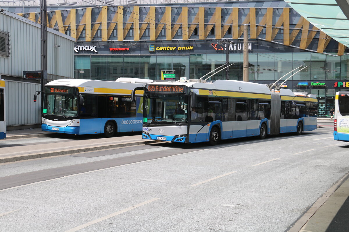 SWS Solingen - Nr. 871/SG-SW 1871 - Solaris Gelenktrolleybus am 18. Juni 2022 in Solingen (Aufnahme: Martin Beyer)