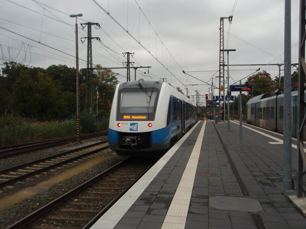 VT 113 der Bentheimer Eisenbahn als RB 56 nach Neuenhaus in Bad Bentheim. 12.10.2019