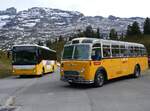 (267'484) - Flck, Brienz - Nr. 24/BE 868'724/PID 11'593 - Iveco (Einsatz Engstlenalp-Bus) + Gast, Reutigen - Nr. 1/BE 24'079 - FBW/FHS (ex Lambach, Gommiswald; ex Hotz, Rickenbach bei Wil/TG; ex P 24'079; ex P 21'579) am 22. September 2024 auf der Engstlenalp