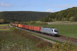 182 100 mit einem Containerzug aus Gemnden kommend am 11.