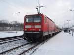 143 089 als RE 9 Kassel-Wilhelmshhe - Halle (Saale) Hbf in Sangerhausen. 09.02.2013