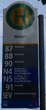 (264'672) - Leipziger Verkehrsbetriebe-Haltestellenschild - Leipzig, Wahren - am 11.