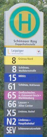 (264'765) - Leipziger Verkehrsbetriebe-Haltestellenschild - Leipzig, Schnauer Ring - am 12.