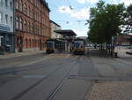 201 der Verkehrsbetriebe Nordhausen als Linie 10 Nordhausen Theaterplatz - Ilfeld Neanderklinik Harztor in Nordhausen Bahnhofsplatz. 02.07.2022