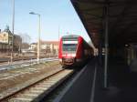 612 531 als RE 3 aus Erfurt Hbf in Greiz. 01.02.2014