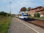 VT 800 der Veolia Verkehr Sachsen-Anhalt als HEX Halle (Saale) Hbf - Halberstadt in Sandersleben. 03.09.2014