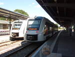 1648 910 der Abellio Rail Mitteldeutschland als RE 11 Thale Hbf - Magdeburg Hbf in Quedlinburg. 10.08.2024 