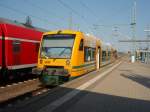 VT 650.71 der Ostdeutschen Eisenbahn als R 3 Neustrelitz - Hagenow Stadt in Ludwigslust. 27.07.2012
