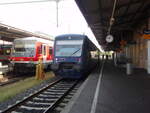 69 der Bodensee Oberschwaben Bahn als RB 91 Aulendorf - Friedrichshafen Hafen in Friedrichshafen Stadt.