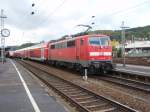 111 147 als RE 9 Gieen - Aachen Hbf in Siegen.
