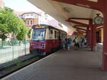 187 018 der Harzer Schmalspurbahnen als HSB nach Hasselfelde in Nordhausen Nord.