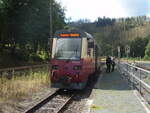 187 019 der Harzer Schmalspurbahnen als HSB nach Quedlinburg in Eisfelder Talmhle. 10.08.2024