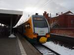 ET 445 110 der Ostdeutschen Eisenbahn als RE 4 aus Ludwigsfelde in Rathenow. 09.02.2013