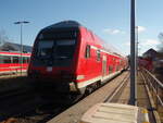 Ein Doppelstock Steuerwagen als RB 97 aus Brilon Wald in Korbach Hbf. 01.02.2025