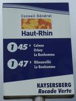 (204'538) - Conseil Gnral Haut-Rhin-Haltestellenschild - Kaysersberg, Rocade Verte - am 28. April 2019