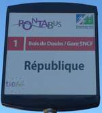 (173'554) - PONTABUS-Haltestellenschild - Pontarlier, Rpublique - am 1.