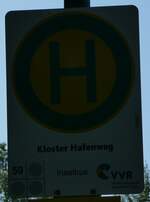 (254'688) - Inselbus/VVR-Haltestellenschild - Kloster, Hafenweg - am 2.