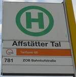 (183'875) - VVS-Haltestellenschild - Herrenberg, Affsttter Tal - am 23.