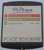 (204'125) - Ritmo/R�SEAU67/Conseil G�n�ral Bas-Rhin-Haltestellenschild - Haguenau, Place Schuman - am 26.