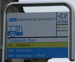 (263'831) - BUS Sarganserland Werdenberg/LIEmobil-Haltestellenschild - Trbbach, Dorf - am 20. Juni 2024