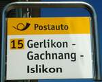 (129'089) - PostAuto-Haltestellenschild - Frauenfeld, Bahnhof - am 22.