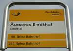 (138'429) - PostAuto-Haltestellenschild - Emdthal, usseres Emdthal - am 6. April 2012