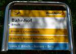 (173'673) - PostAuto/ORtSBUS-Haltestellenschild - Bitsch, Bahnhof - am 7.