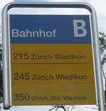 (220'992) - ZVV/PostAuto-Haltestellenschild - Birmensdorf, Bahnhof - am 22.