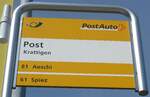 (226'646) - PostAuto-Haltestellenschild - Krattigen, Post - am 21.