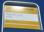 (227'617) - PostAuto-Haltestellenschild - Savise, Tsanfleuron - am 29. August 2021