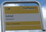 (227'656) - PostAuto-Haltestellenschild - Sanetsch, htel - am 29.