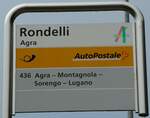 (242'757) - PostAuto-Haltestellenschild - Agra, Rondelli - am 16.