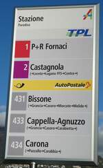 (242'824) - TPL/PostAuto-Haltestellenschild - Paradiso, Stazione - am 16.